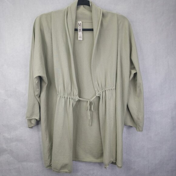 Marla Wynne Cardigan Women Large Sweater Tie Front Mint Green Cotton Lightweight - Picture 6 of 14